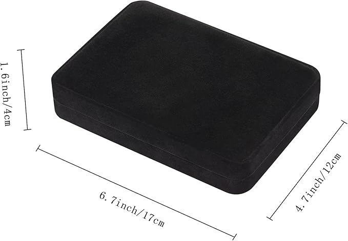 LETURE Large Velvet Jewelry Set Box, Big Ring Earring Pendant Gift Box, Pearl/Chunky Necklace Jewelry Storage Case (Black)