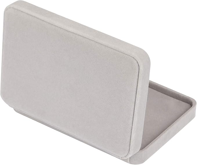 LETURE Large Velvet Jewelry Set Box, Big Necklace and Ring Earring Pendant Gift Box, Pearl Necklace/Chunky Necklace Jewelry Storage Case (Grey)