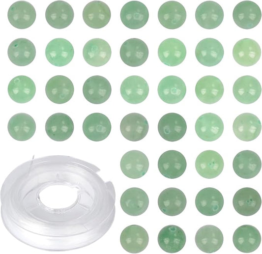Natural Stone Beads Green Aventurine Round Genuine Stone Beading Loose Gemstone Hole Size 1mm DIY Charm Smooth Beads for Bracelets Necklaces Earrings 6mm 200pcs (Green Aventurine 6mm)
