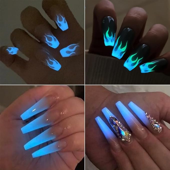 12 Colors Glow in The Dark Powder, Luminous Pigment Powder Fluorescent Neon Phosphor Glitter Dust for Gel Polish Nail Art Decoration, Resin Craft