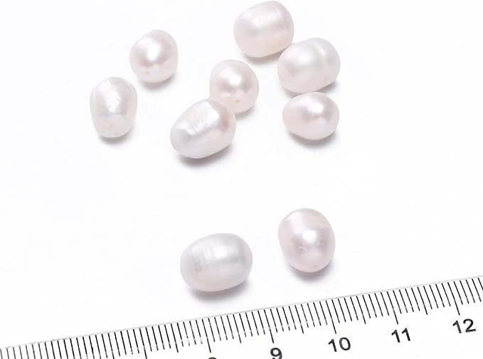 Natural Pearl Beads Rice 9-10mm White Freshwater Cultured Loose Gemstone Beads for DIY Jewelry Making 13.8''/Strand HQ