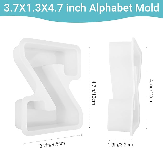 Gartful Resin Letter Molds for Casting, Z Capital Alphabet Resin Silicone Molds for Epoxy, Thick 3D Silicone Letter Molds for Making Letters, Word Sign Art, DIY Crafts, Making Candle, Party Home Decor