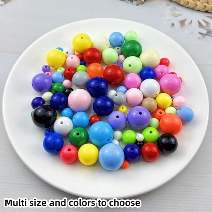YUEXIGO 40pcs Acrylic Round Beads for Crafts 18mm Resin Candy Color Spacer Beads with Hole for Jewelry Making Sewing Crafts Decoration Necklaces Bracelets Earrings Supplies(Yellow)