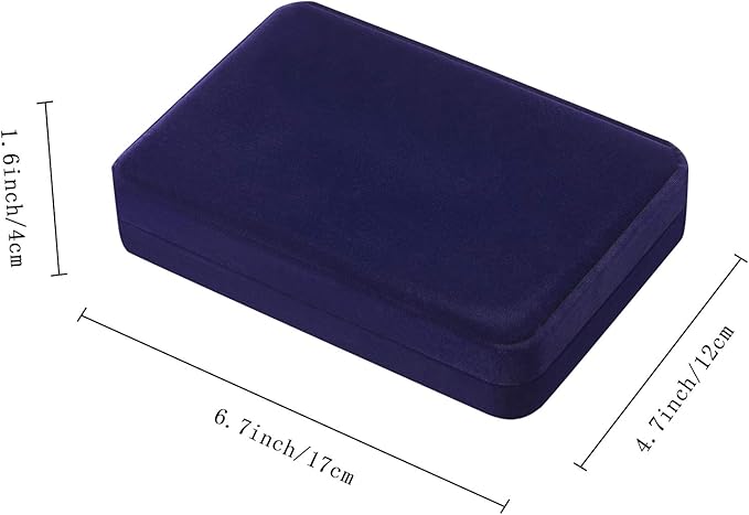 LETURE Large Velvet Jewelry Set Box, Big Necklace and Ring Earring Pendant Gift Box, Pearl Necklace/Chunky Necklace Jewelry Storage Case (Blue)