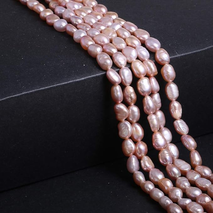 Natural Pearl Freshwater Cultured Pearl Beads for Jewelry Making Punch Loose Beads Handmake DIY for Jewelry Making DIY Women Necklace Bracelet 6-7 mm Color Purple 14 inches