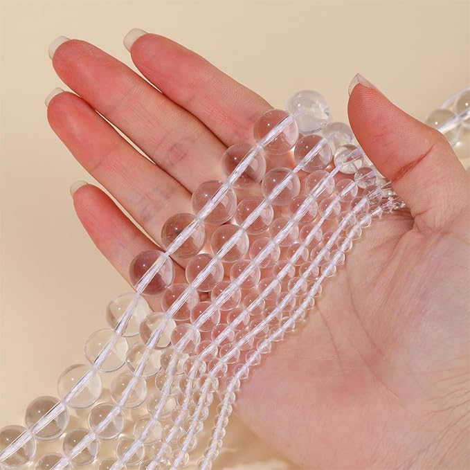 Natural Stone Genuine Stones DIY Clear Quartz Crystals Round Beads 8mm 100pcs Beading Loose Gemstone Hole Size 1mm Charm Smooth Beads for Bracelets Necklaces Earrings (Clear Quartz Crystals 8mm)