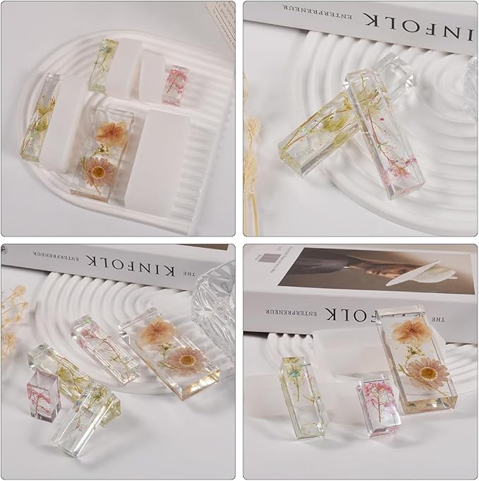 11pcs Resin Molds Cube Hexahedron Molds Crystal Square Rectangular Resin Art Display Mold 11 Sizes UV Epoxy Resin Silicone Molds Home Office Décor