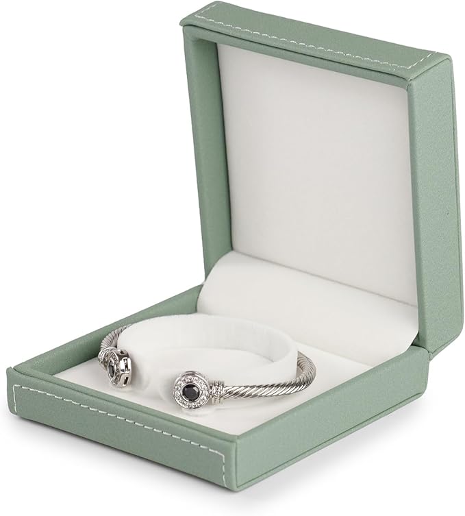 Jewelry Box PU Leather Bracelet/Bangle Gift Box Velvet Jewellery Storage Case Engagement, Anniversary(Green)