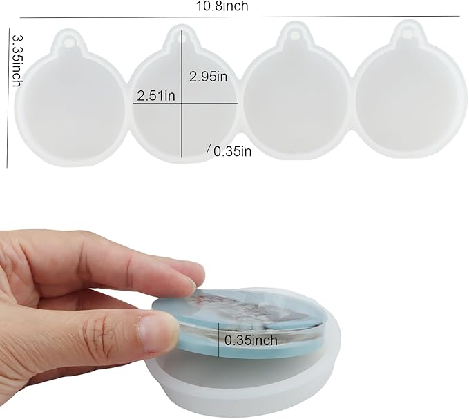 2pcs 4-Cavity Deep Round Christmas Ornament Resin Mold,Round Silicone Keychain Molds for Epoxy Resin,Christmas Tree Decorations Christmas Bauble Silicone Mold Halloween