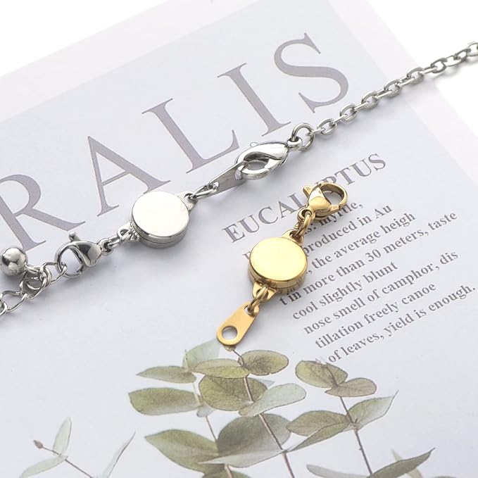 Zpsolution Stainless Steel Locking Magnetic Necklace Clasps and Closures, 18K Gold and Silver Plated Magnetic Clasps for Jewelry Making