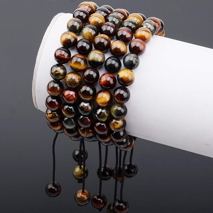 MASSIVE BEADS Natural Healing Power Gemstone Crystal Beads Unisex Adjustable Macrame Bracelets