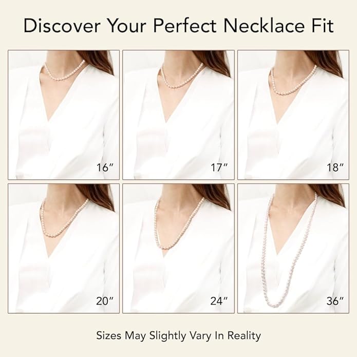 The Pearl Source 14K Gold AAAA Quality White Freshwater Cultured Pearl Necklace for Women - Pearl Gifts for Christmas, Holidays and Anniversary