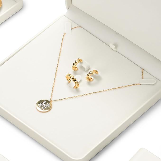 Oirlv Luxury Leather Jewelry Set Box Big Necklace Storage Case Jewelry Gift Box for Bracelet Necklace Earring Ring(Creamy-white)