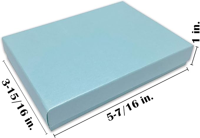 TheDisplayGuys - 100-Pack #53 Cotton Filled Cardboard Paper Jewelry Boxes Gift Case - Pearl Teal (5.4" x 3.9" x 1.0") - for Shipping or Storage