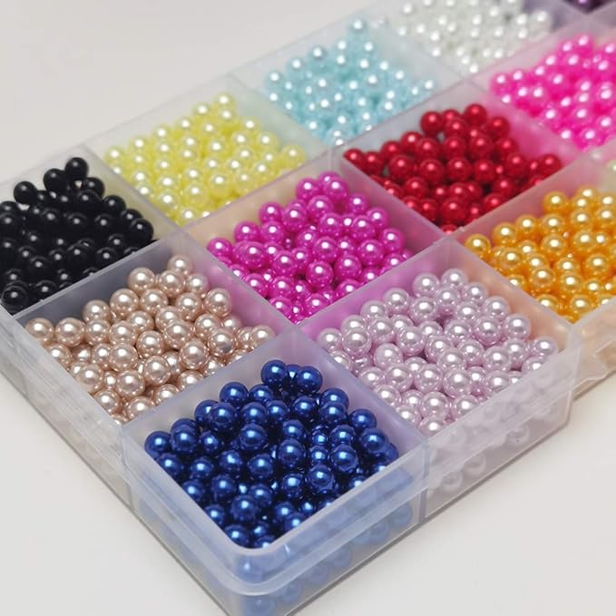 Chenkou Craft 2250pcs 5mm Assorted 15 Colors No Hole Round Ball Bead Scrapbooking Craft DIY Beads Decoration + Plastic Box (Assorted Colors, 5mm)