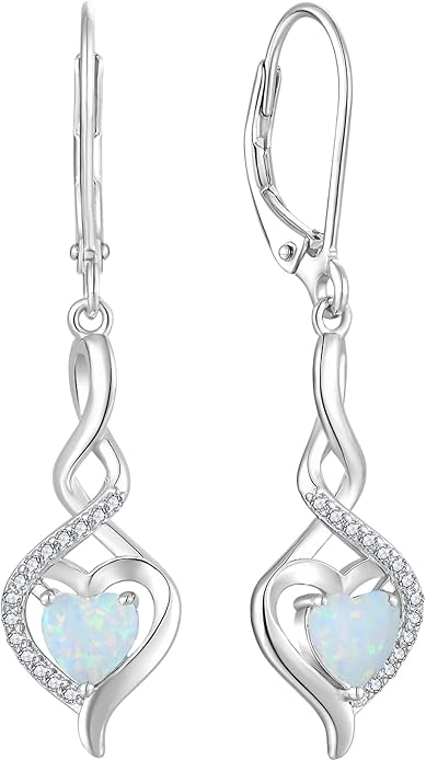 Starchenie Infinity Heart Earrings Sterling Silver Twisted Leverback Earring Gemstones Jewelry for Women
