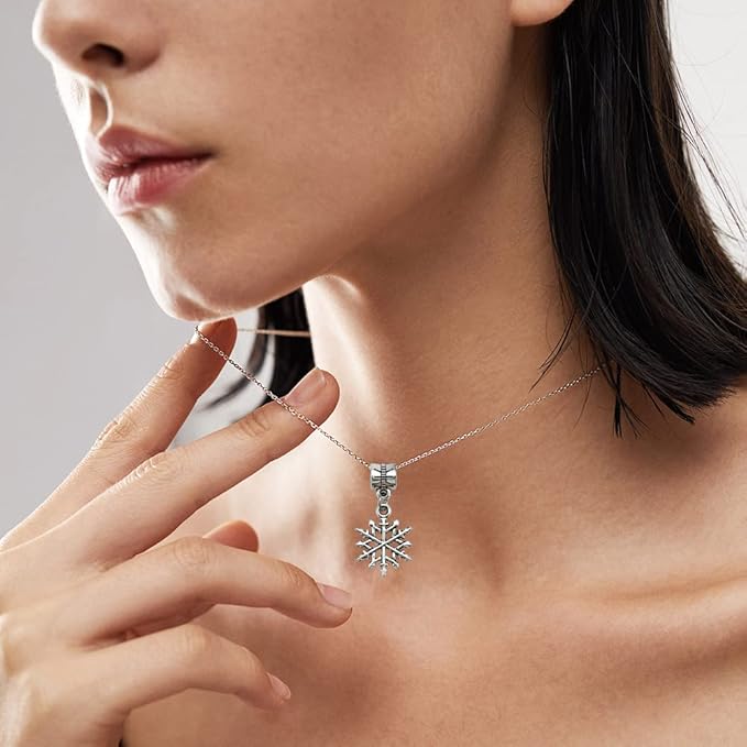 60 Pieces Assorted European Beads with Plating Silver Metal Alloy Rhinestone Large Hole Spacer Beads for DIY Charm Bracelet Jewelry Making (Alloy Pendant)