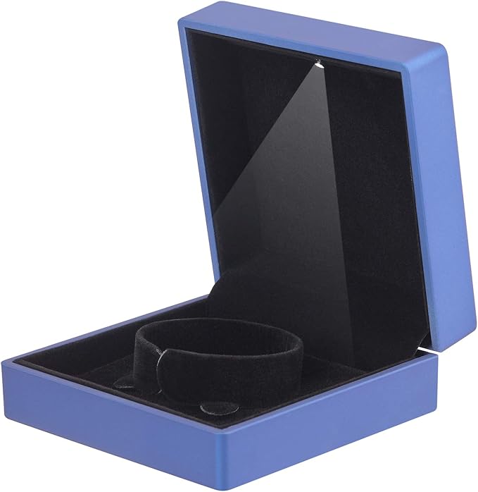 Luxury LED Light Bracelet Gift Box, Velvet Jewelry Bangle Box Storage Case Organizer Holder for Wedding, Engagement, Proposal, Birthday and Anniversary (Blue)