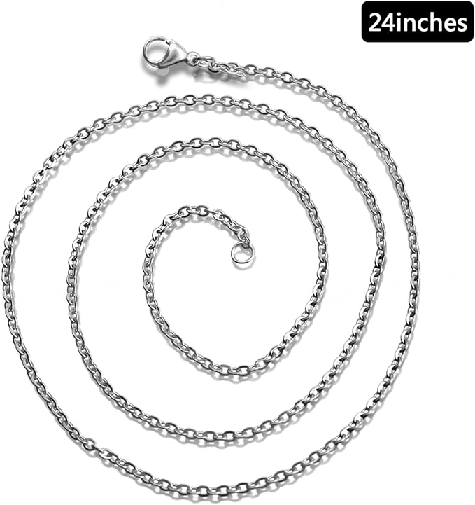 30 Pack Necklace Chains 2mm Stainless Steel Link Cable Chain Necklace Bulk for DIY Jewelry Making Supplies (24 Inches)