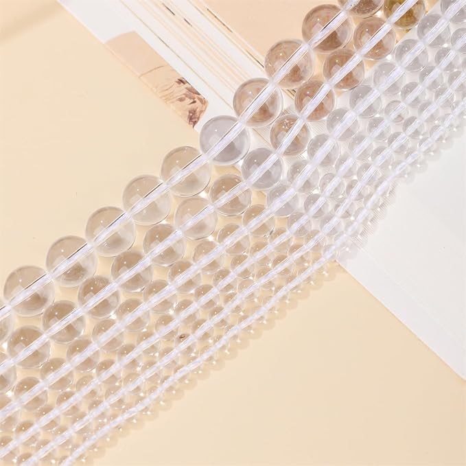 Natural Stone Genuine Stones DIY Clear Quartz Crystals Round Beads 8mm 100pcs Beading Loose Gemstone Hole Size 1mm Charm Smooth Beads for Bracelets Necklaces Earrings (Clear Quartz Crystals 8mm)