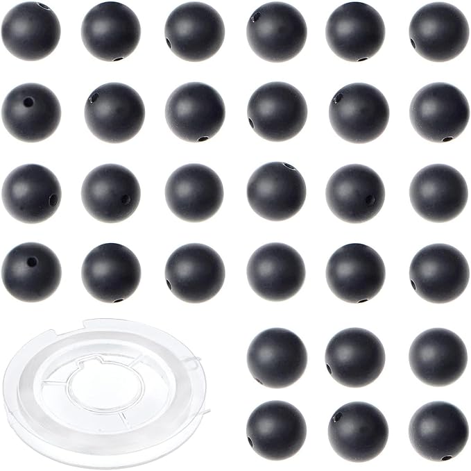 Natural Stone Beads Matte Black Onyx Round Genuine Stone Beading Loose Gemstone Hole Size 1mm DIY Charm Smooth Beads for Bracelets Necklaces Earrings 6mm 200pcs (Matte Black Onyx 6mm)