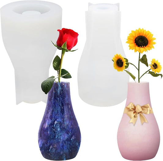 2 Pcs Concrete Vase Mold, FineGood Silicone Resin & Epoxy Casting Mold for Making Vases, DIY Making Handmade Home Display Decor Crafts