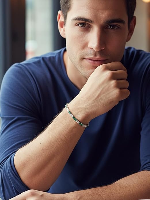 D Color VVS1 Clarity Moissanite and Genuine Sapphire/Emerald/Ruby Tennis Bracelets for Women 2.22ct-10.45ct, Solid 925 Sterling Silver, Anniversary Wedding Valentines Jewelry for Her, Length 5.9-7.5 Inch(15-19cm)