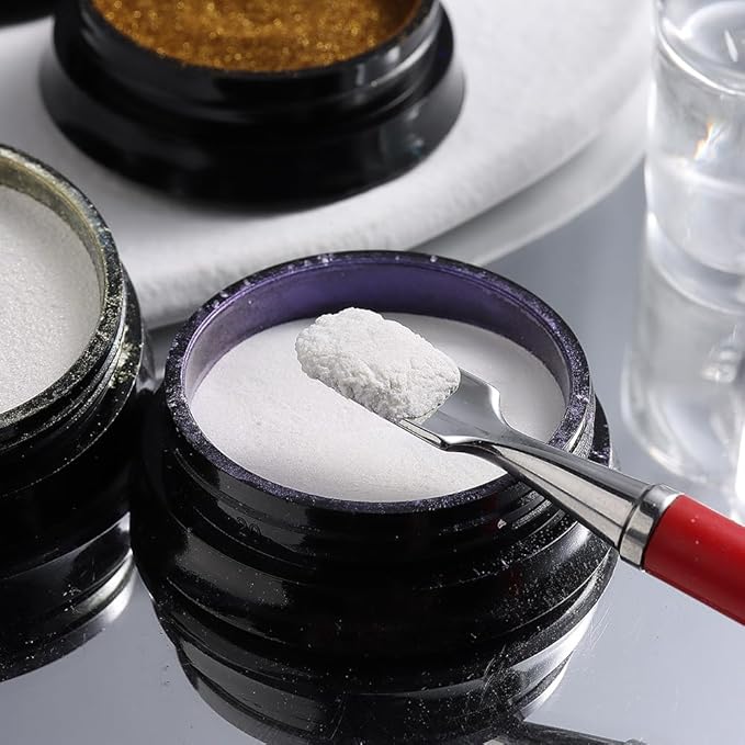 SUTOKAKA 8 Jars Chrome Nail Powder Magic White Pearl Kit, Metallic Mirror Effect Holographic Glitter Iridescent Aurora Mermaid Pearl Pigment Dust Kit for Gel Polish Nail Art Decoration, Resin Craft