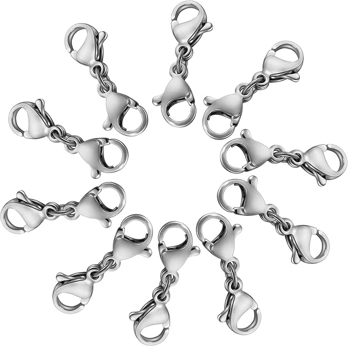 10 Pack Double Lobster Clasp Necklace Clasp Classic Double End Design Necklace Clasps and Closures, Necklace Extender Double Claw Connector Suitable for Jewelry Chain