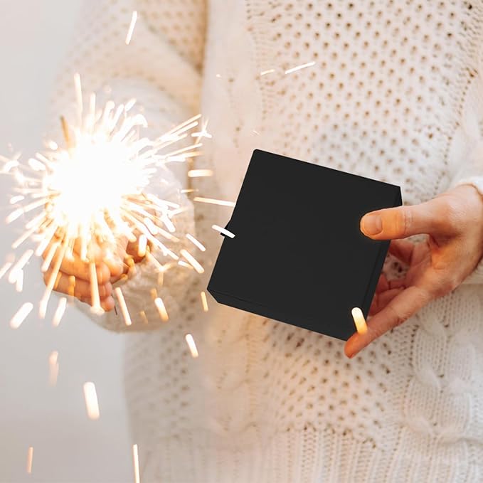 Nsmykhg Jewelry Gift Box Velvet-Lined,12 Pack Compact Drawer Style for Earrings & Rings, Necklace & Bracelet Organizer, 3.93x3.93x1.65 Inches, Stackable Elegant Jewelry Display & Storage Box (Black)