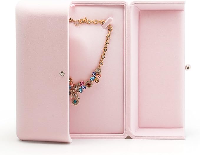 Oirlv Pink Velvet Jewelry Packaging Box Large Necklace Display Storage Case Large Necklace Gift Box
