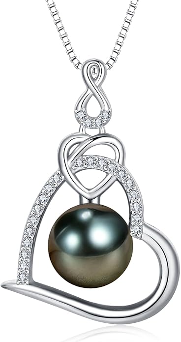 Gifts for Women Wife-Tahitian Black Pearl-Necklace-Gift for Wife Wedding Birthday Anniversary Jewelry-Mom Girlfriend Her Mothers Day Gifts for Mom Women Valentines Day Christmas Day Gifts