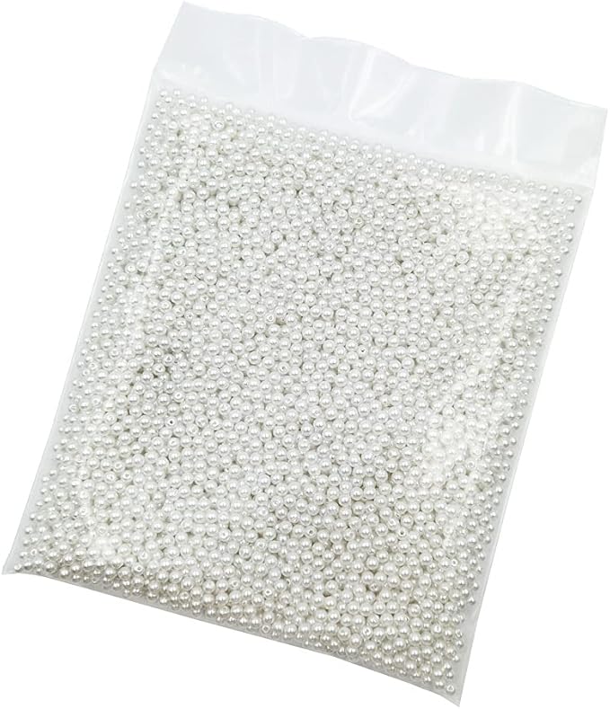 INSPIRELLE 4500pcs 5mm White Art Faux Pearl Beads ABS Round Loose Spacer Beads for DIY Craft Necklaces Bracelets Jewelry Making