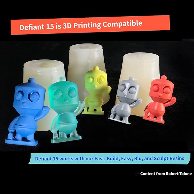 Siraya Tech Defiant 15 Platinum Silicone Mold Making Kit, Food Safe, Shore A 15 Hardness, Ideal for 3D UV Resin Projects, Easy Curing, No Coating Required, Durable, Versatile, 2.2 lb Set Clear