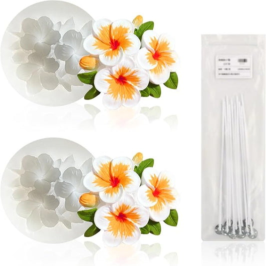 MUXIUNT 2Pcs Plumeria Silicone Candle Flower Wax Mold Silicone for Candles Resin Making Molds Moldes De Silicona para Hacer Velas Artesanales De Silicona,for Making Mothers Day Gifts for Mom Daughter