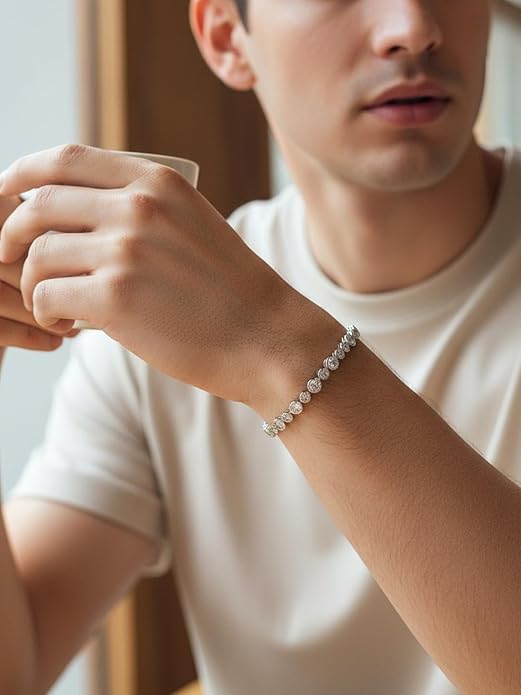 D Color VVS1 Clarity Moissanite and Genuine Sapphire/Emerald/Ruby Tennis Bracelets for Women 2.22ct-10.45ct, Solid 925 Sterling Silver, Anniversary Wedding Valentines Jewelry for Her, Length 5.9-7.5 Inch(15-19cm)