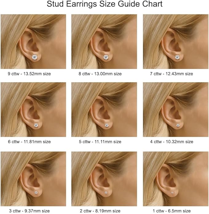 1/2 Carat - 5 Carat Lab Grown Diamond screw back Earrings | 14K Yellow Gold Four prong Lab-Grown Diamond Solitaire Stud Earrings| D-E color and VS1 clarity