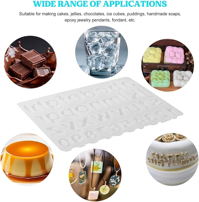 1pc Alphabet Ornament Mold Alphabet Resin Molds Silicone Molds for Resin Number Silicone Keychain Molds DIY Sugar Mould Number Manual Chocolate Candies Child