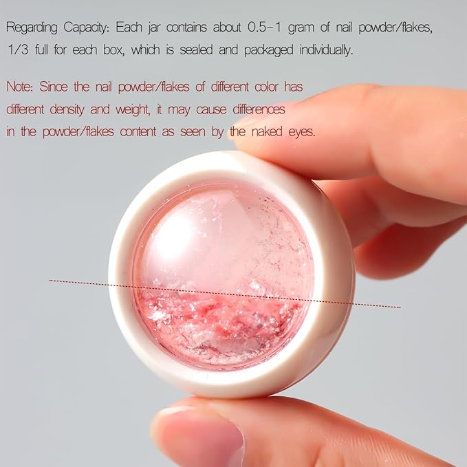 12 Jars Chrome Nail Powder Kit, White Pearl Chrome Nail Powder Metallic Mirror Effect Pigment Holographic Dip Powders & Opal Nails Chunky Glitter Flakes for Home DIY Salon Use