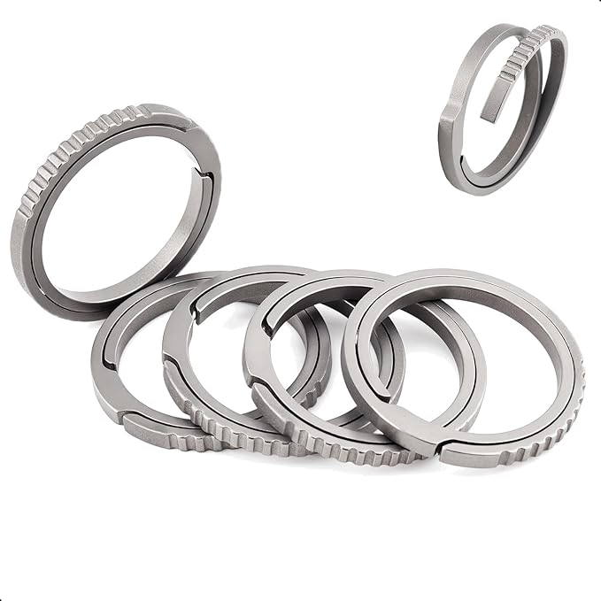 Titanium Key Rings Heavy Duty Side Push Split Key Chain Rings for Key Carabiner Quick Release Keychain Rings