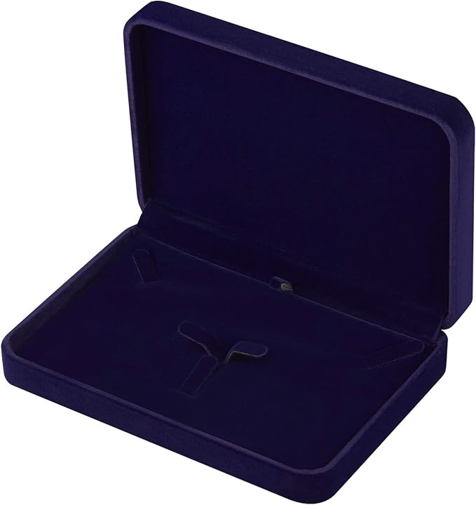 LETURE Large Velvet Jewelry Set Box, Big Necklace and Ring Earring Pendant Gift Box, Pearl Necklace/Chunky Necklace Jewelry Storage Case (Blue)