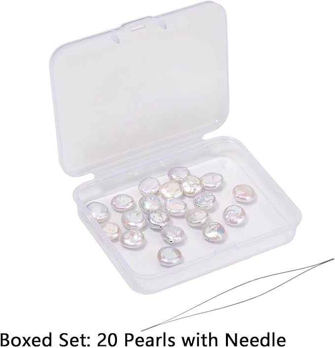 20pcs 9-10mm Round Baroque Pearl Beads, White Freshwater Pearls for Jewelry Making, Bracelets, Necklaces and DIY Craft