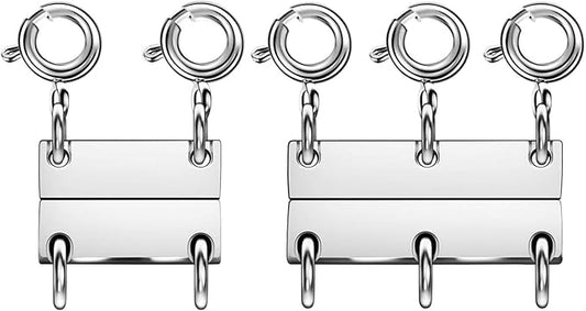 Layering Magnetic Necklace Clasps, Stainless Steel Chain Link Clasps, Multiple Necklace Clasp for Layered Look (2silvery+3silvery B)