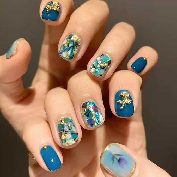 Abalone Seashell Nail Art Slices, Holographic 3D Mermaid Irregular Nail Art Glitter Flakes, Ocean Beach Shell Nail Sequins Supplies for Women Girls Manicure Sparkly Decoration, DIY Resin Nail Art Tips