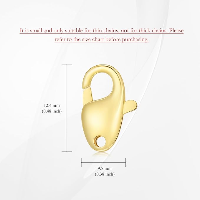 14K Gold Jewelry Clasp Necklace Extender Clasp Bracelet Extension Connector for DIY Necklace Bracelet Anklet Jewelry Making (Style 5)