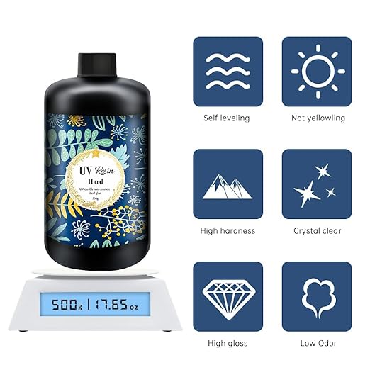 OSBANG Crystal Clear Hard UV Resin Upgraded Formula Ultraviolet Fast Curing for Jewelry Making Craft Decoration, Hard Transparent Glue Solar Cure Sunlight Activated Resin (500g)