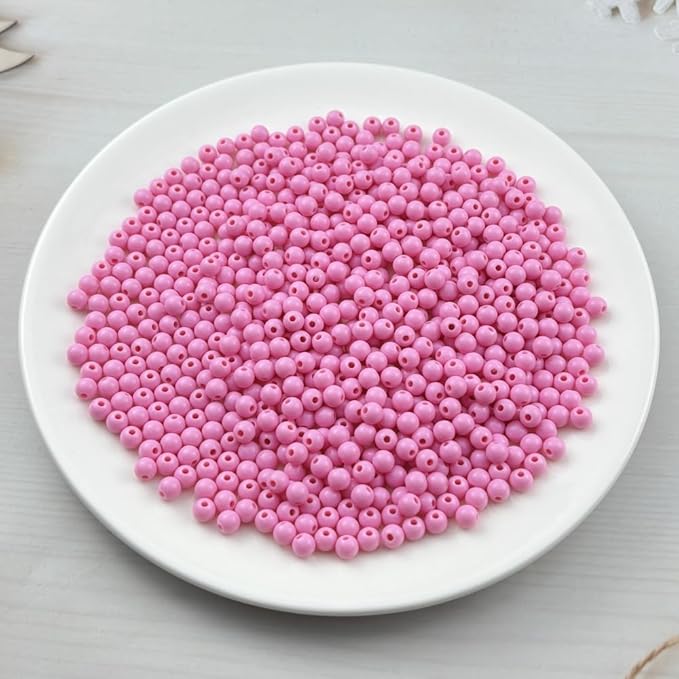 YUEXIGO 700pcs Acrylic Round Beads for Crafts 6mm Resin Candy Color Spacer Beads with Hole for Jewelry Making Sewing Crafts Decoration Necklaces Bracelets Earrings Supplies(Pink)