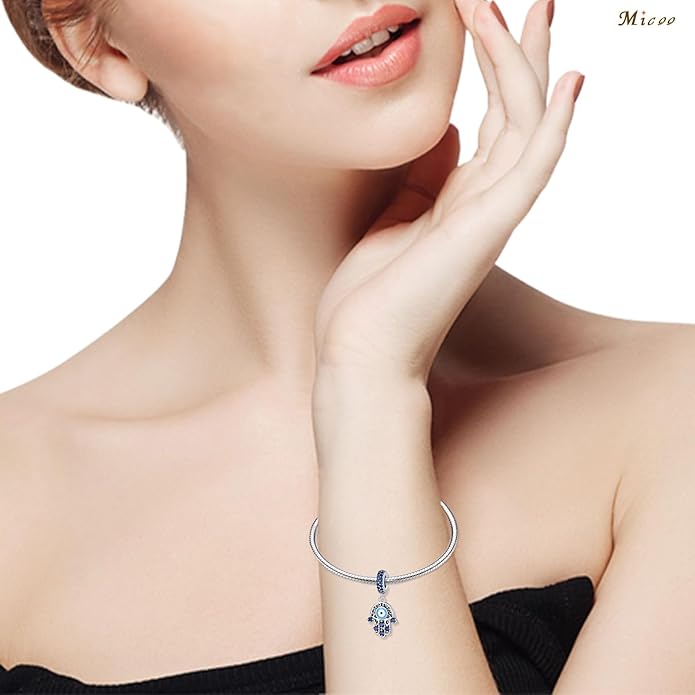 MICOO 925 Sterling Silver Charms for Bracelets and Necklaces Airplane Passport Dangle Pendants Evil Eye Butterfly Charms Beads Jewelry Gift for Women