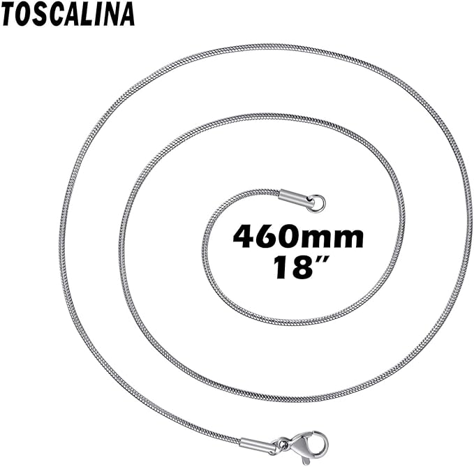 12 Pack Necklace Chains 18 Inches Stainless Steel Snake Chain Necklace with Lobster Clasps for DIY Jewelry Making, 1.2 mm