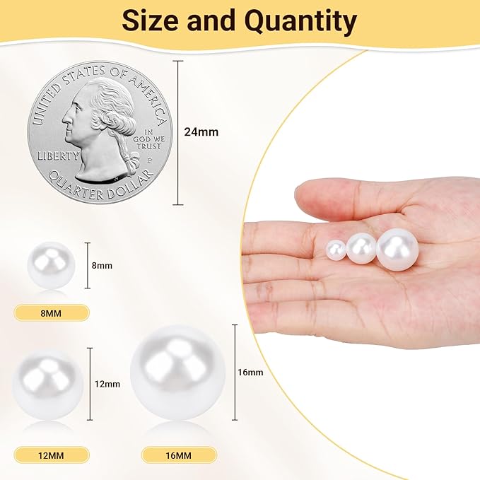 Suream 2600PCS Vase Filler Pearls, 8mm/0.31in No Hole Faux Plastic Pearls for Crafts, Decorative Bulk Filler Beads for Home Centerpiece, Makeup Brush Holder, Wedding Candles, Table Scatter